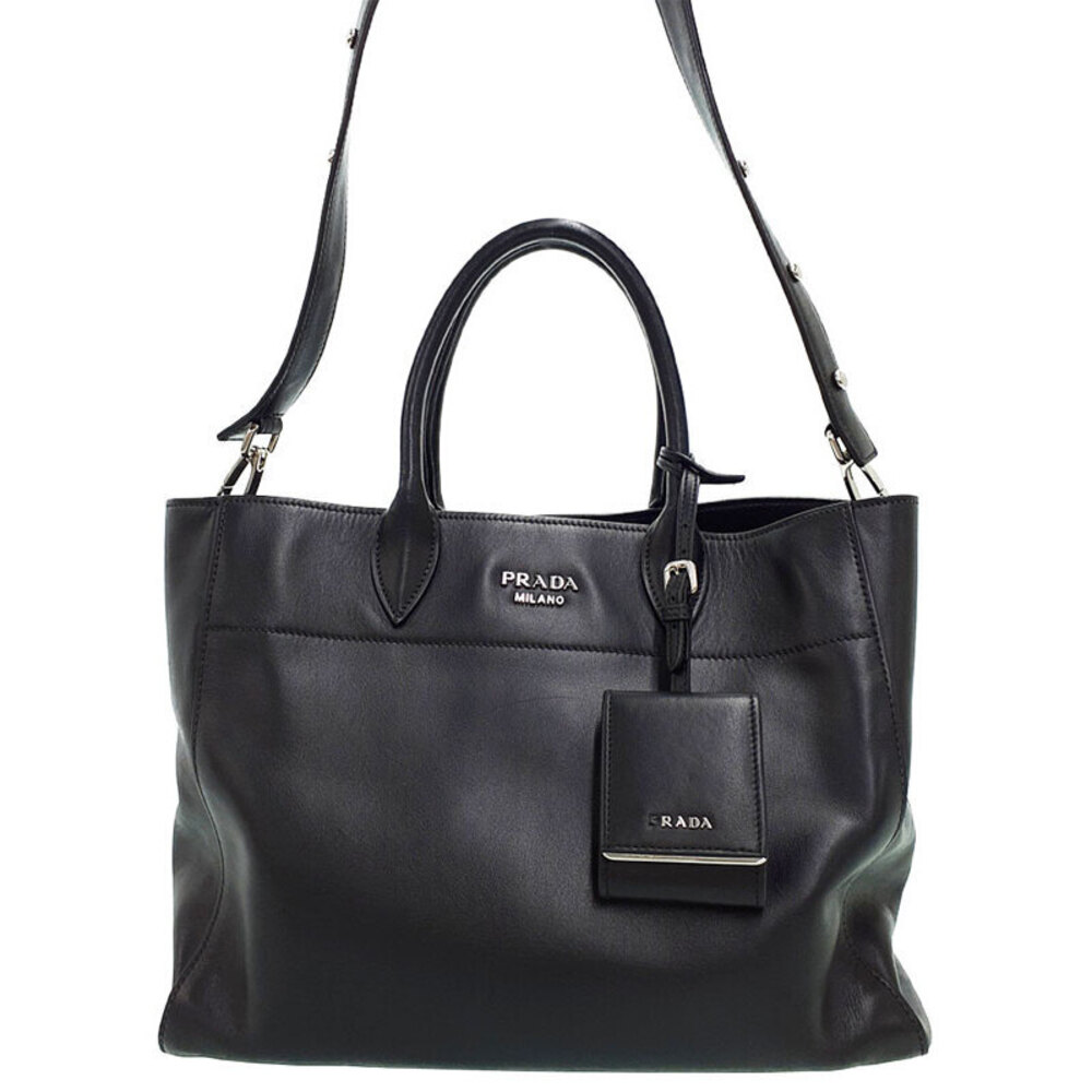 Prada Black Tote Calf Leather Shoulder Bag City - Picture 2 of 9